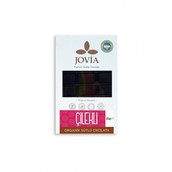 Jovia Organik Sütlü Çikolata Çilekli 85 gr