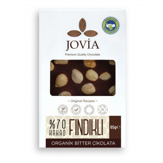 Jovia Organik %70 Bitter Çikolata Fındıklı 85 gr