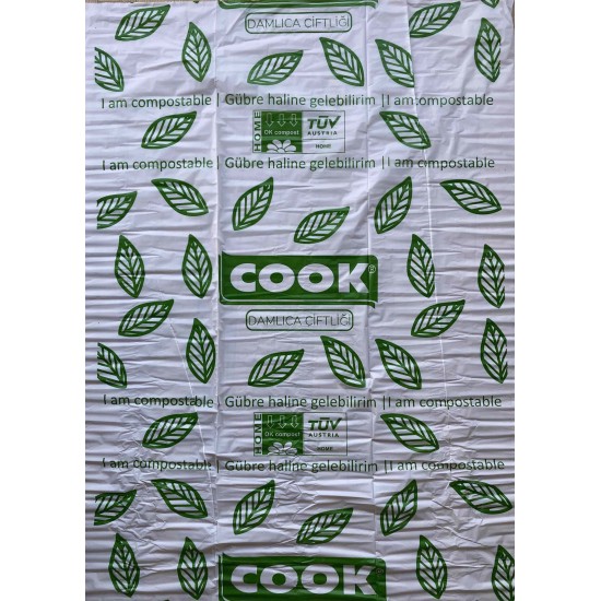 Cook Gübrelenebilir Nişasta Bazlı Home Kompost OK Sertifikalı Çöp Torbası Jumbo Boy 5 adet